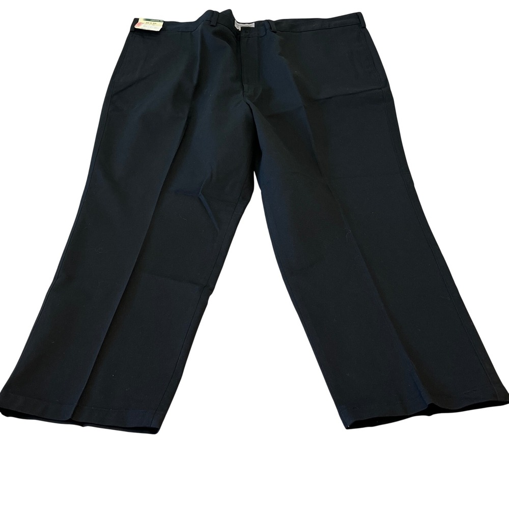 Roundtree & Yorke Mens Pants‎ 50x30 Black 100% Cotton Pleated Chino NWT